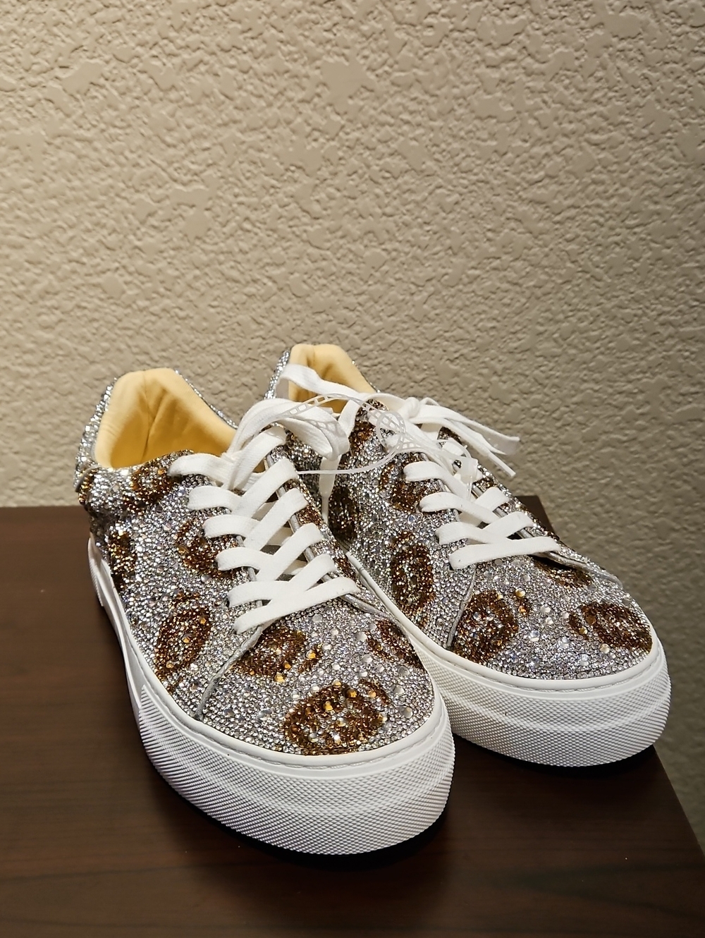 Betsey Johnson - Silver Rhinestone Football Sneakers - Women's Size 10M